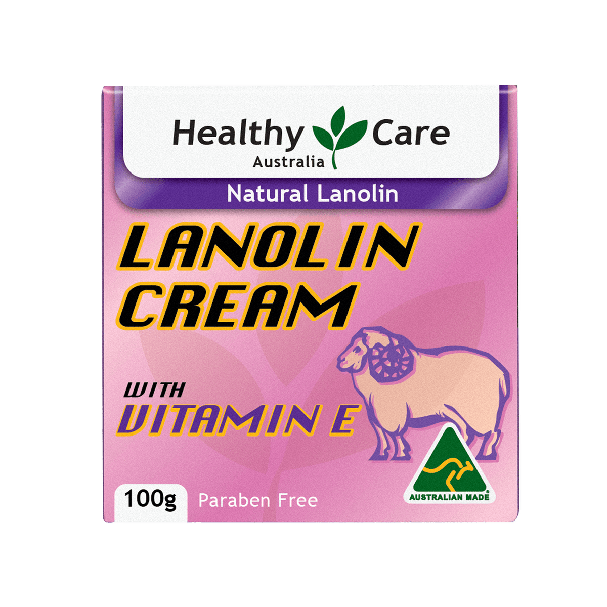 Lanolin Cream With Vitamin E 100g Label-Lotion & Moisturizer-Healthy Care Australia