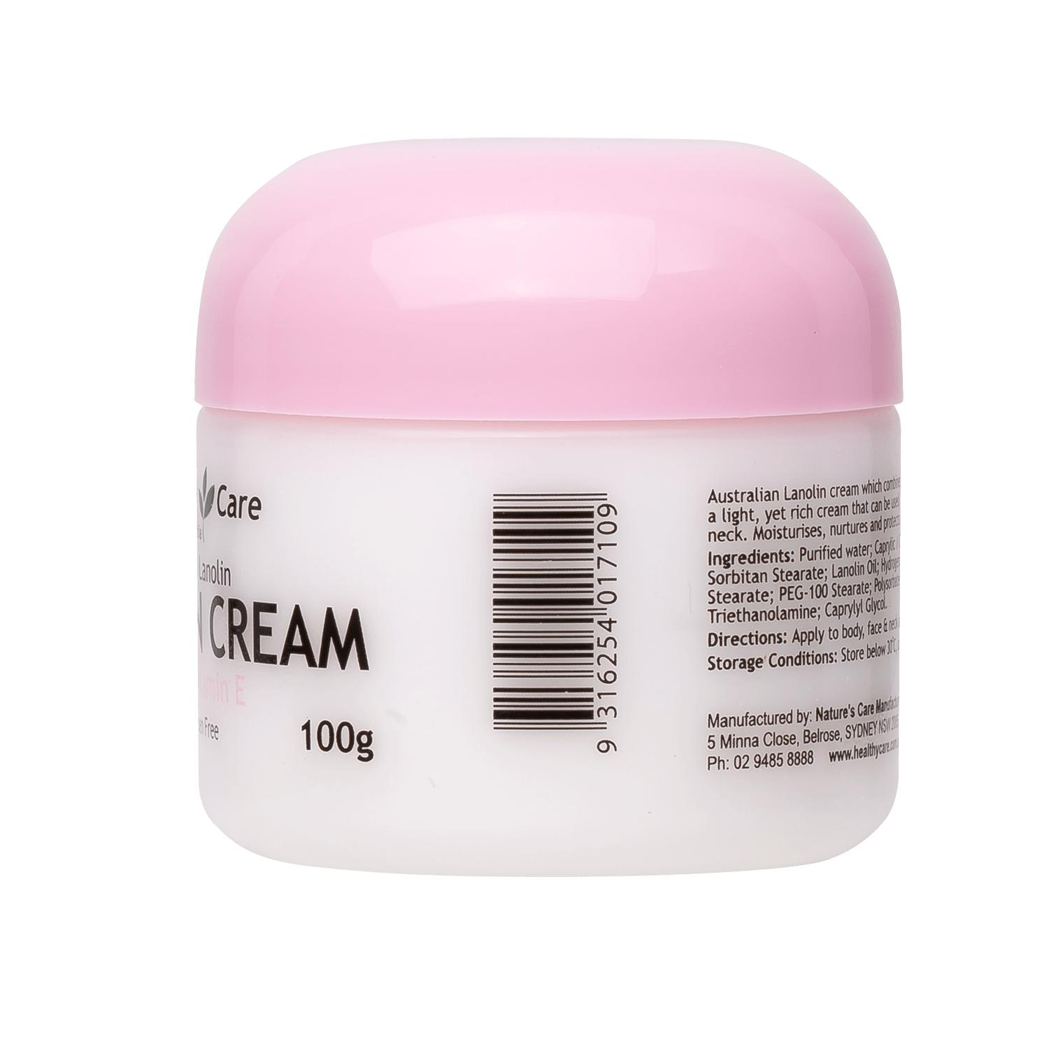 Lanolin Cream With Vitamin E 100g-Lotion & Moisturizer-Healthy Care Australia