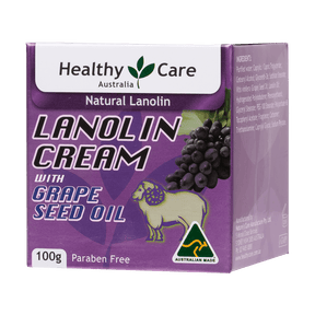 Lanolin Cream with Grape Seed 100g-Lotion & Moisturizer-Healthy Care Australia