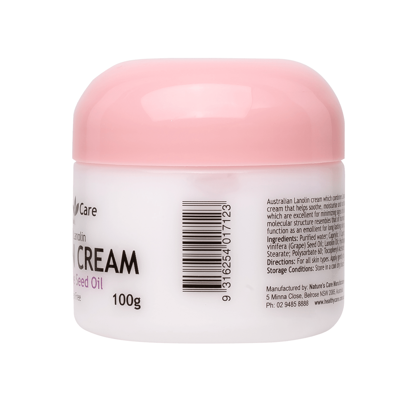 Healthy Care Lanolin Cream with Grape Seed 100g Healthy Care Australia