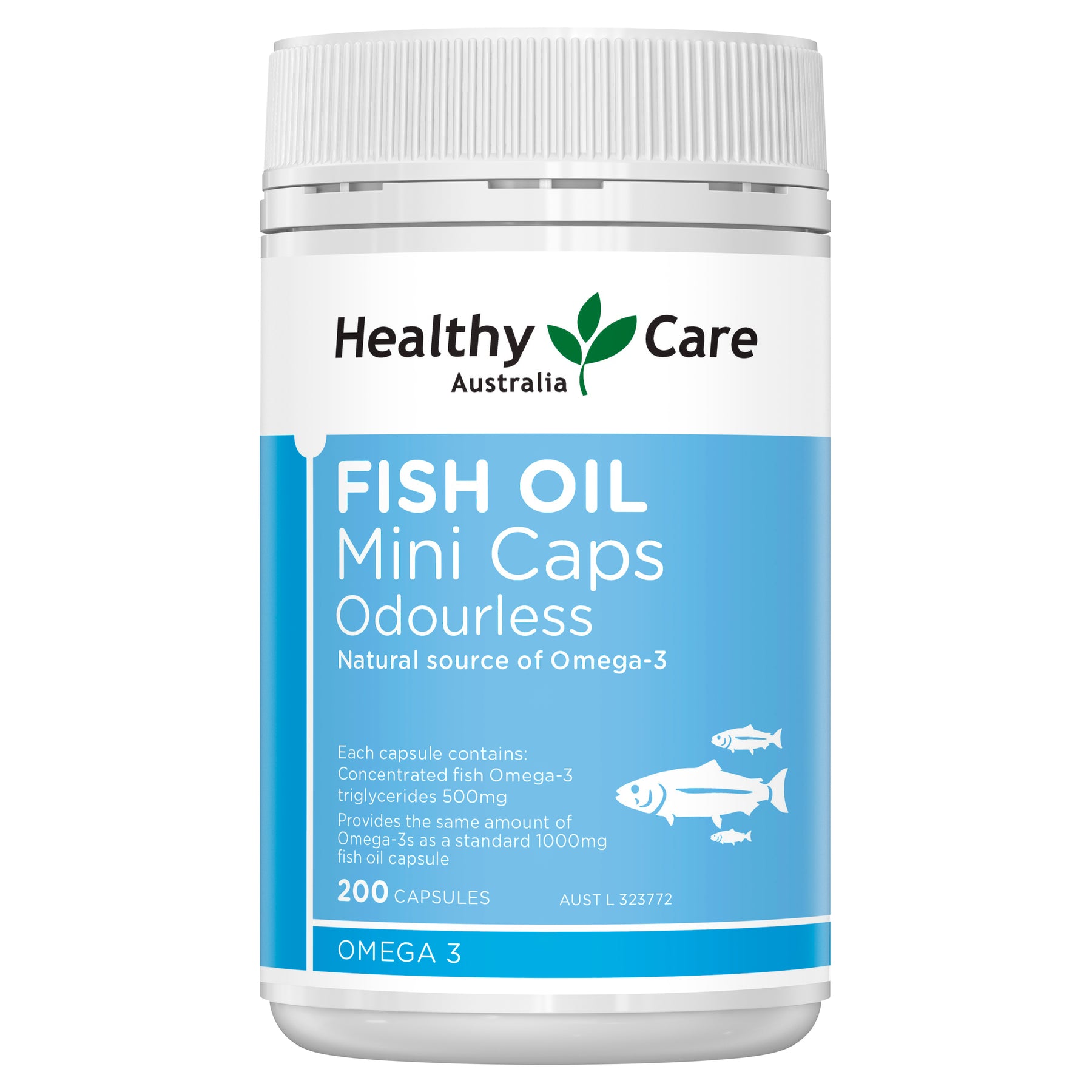 Fish Oil Mini Caps Odourless 200 Capsules-Vitamins & Supplements-Healthy Care Australia