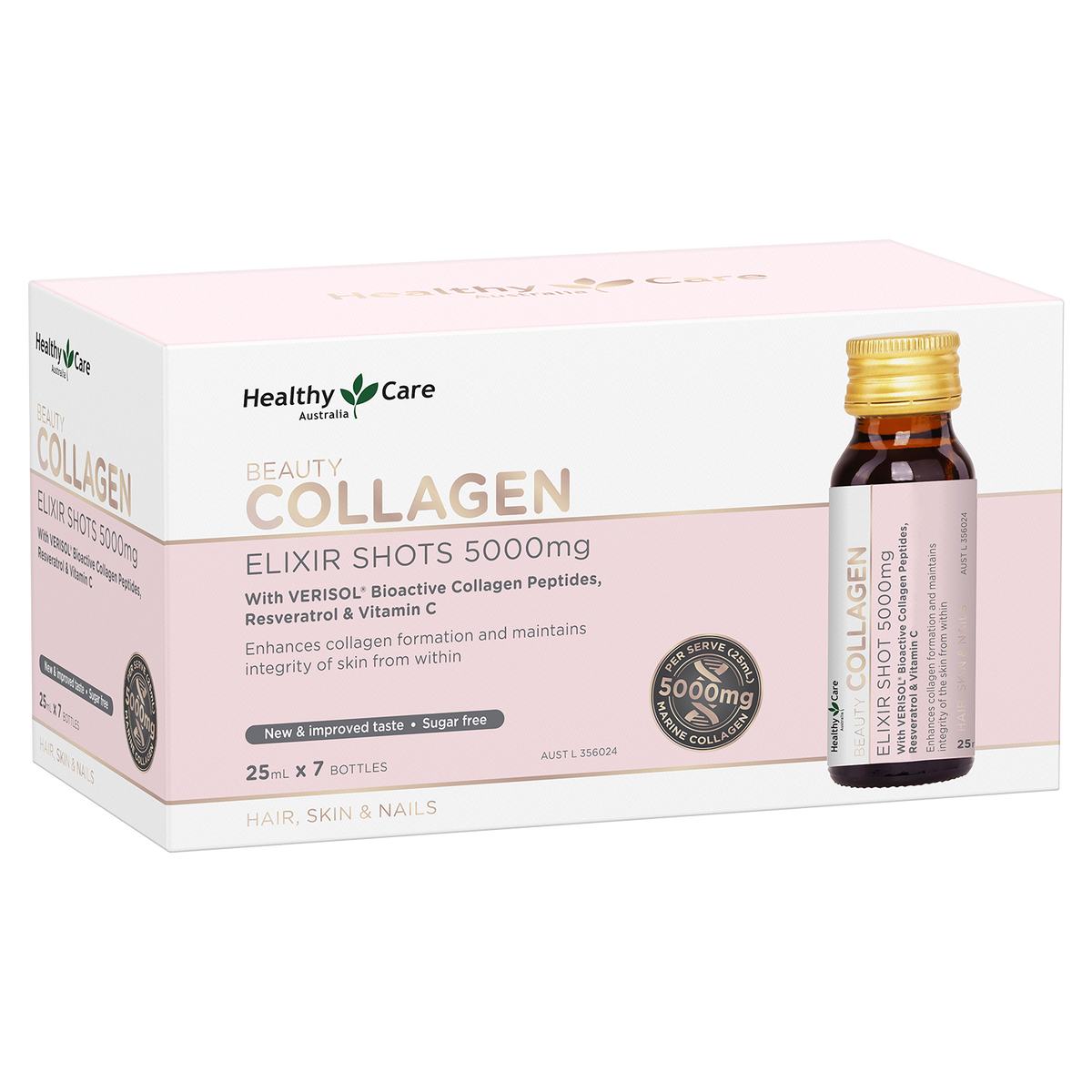 Healthy Care Beauty Collagen Elixir Shots 5,000mg 25mL x 7 bottles-Vitamins & Supplements