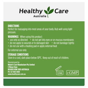 Emu Heat Rub 50g (Label Showing Directions, Warning, and Storage Conditions)-Healthy Care Australia