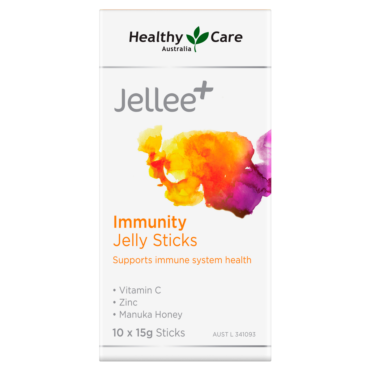Jellee+ Immunity Jelly Sticks 10 x 15g Label-Vitamins & Supplements-Healthy Care Australia