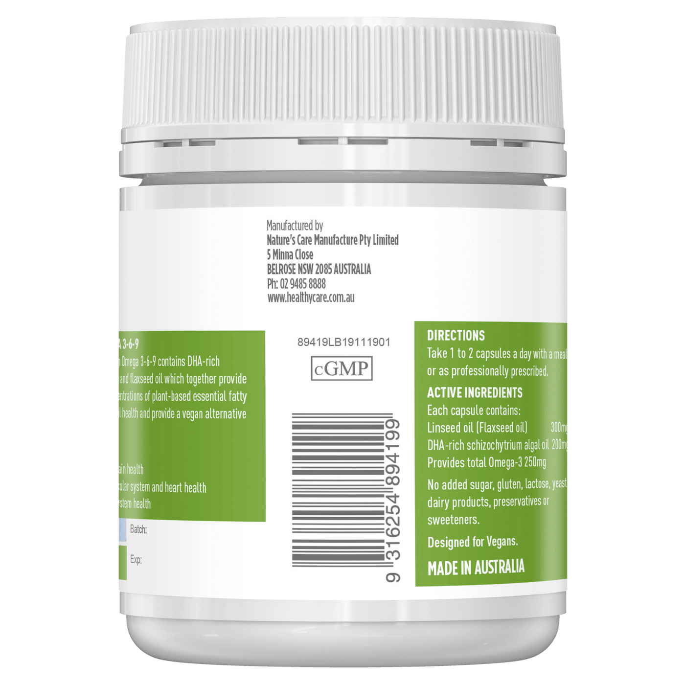 healthy care pure vegan omega 3 6 9 60 capsules